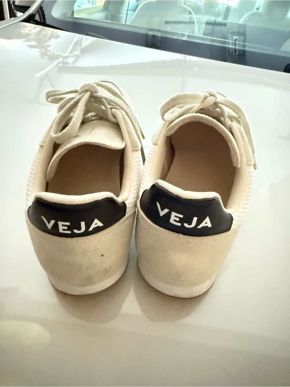 Veja White Sneakers with Black V Accent - Picture 2 of 3